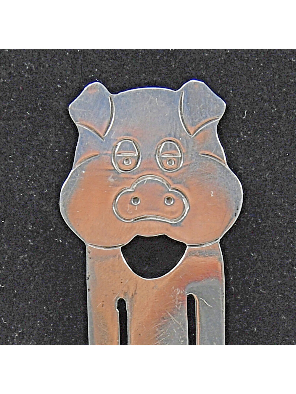 Vintage .925 Sterling Silver Mexico Taxco Cute Pig Face Bookmark Money Clip Rare